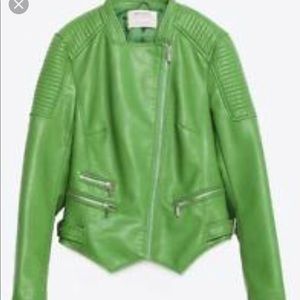 Zara green moto jacket medium